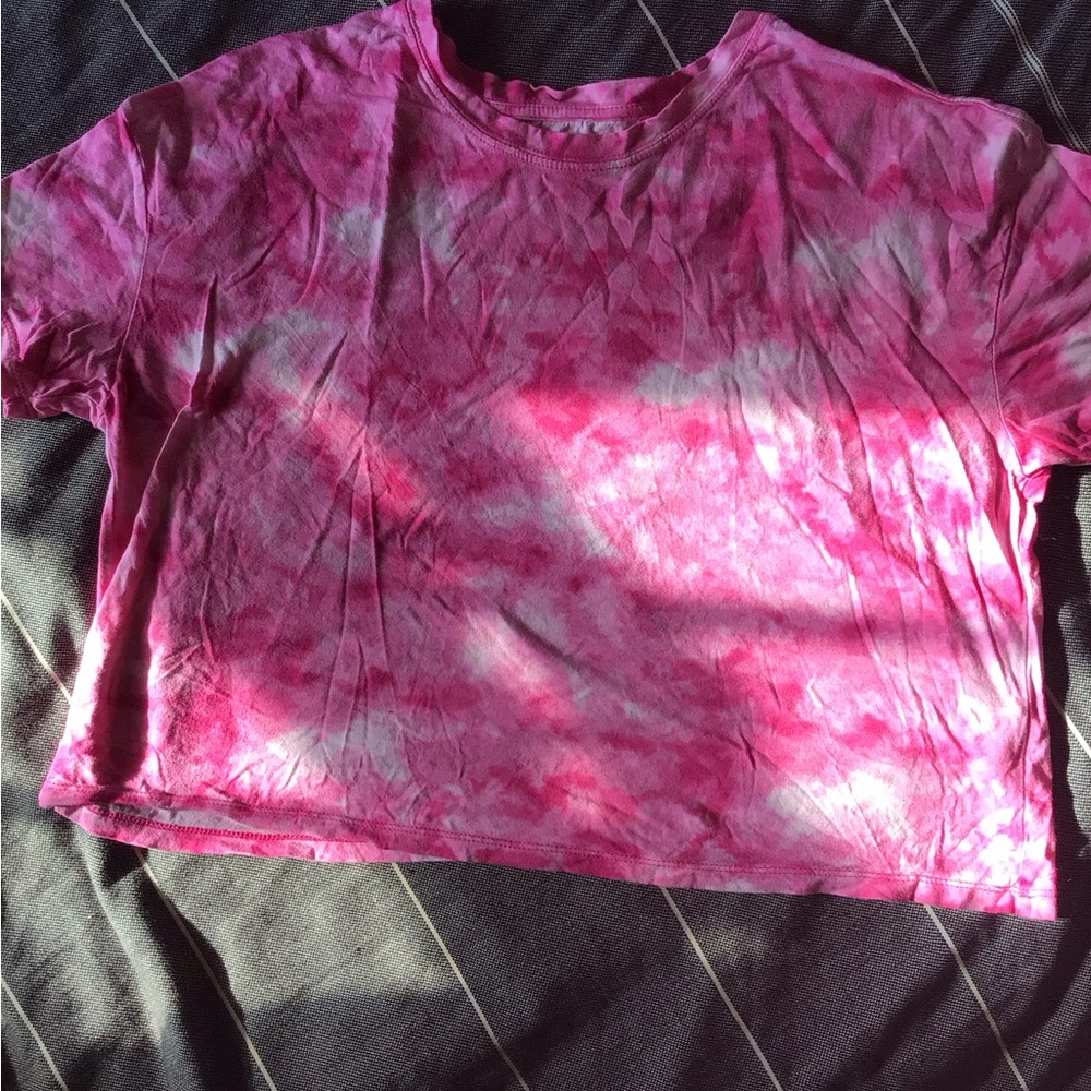 Old Navy Pink and White Tie-Dye Crop Top